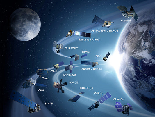 "NASA Earth satellites currently operating (9/2013)" by Atmospheric Infrared Sounder is licensed under CC BY 2.0. To view a copy of this license, visit https://creativecommons.org/licenses/by/2.0/?
